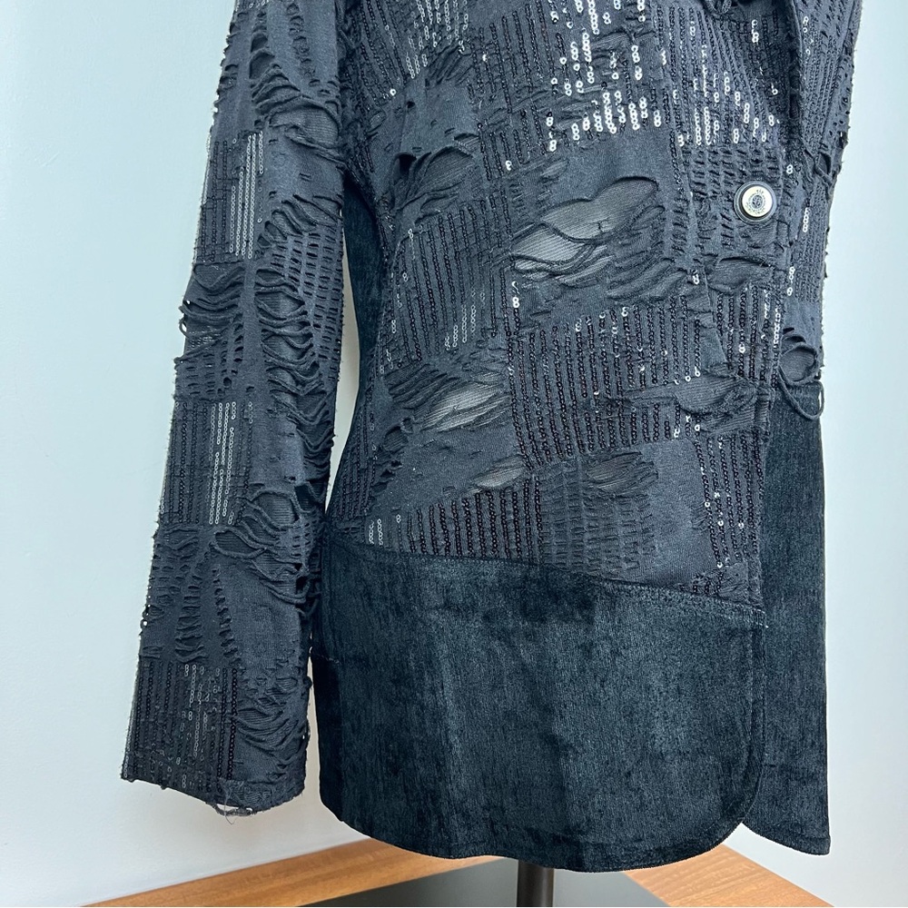 Tesoro Moda Distressed Suede Blazer Jacket - Picture 4 of 16